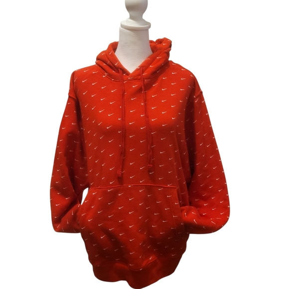 Nike All Over Print Swoosh Sweatshirt Hoodie Small Mens Y2K Grunge Red - Picture 7 of 8